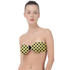 Polka Dots - Black On Blonde Yellow Classic Bandeau Bikini Top  by FashionBoulevard
