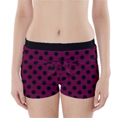 Polka Dots - Black On Boysenberry Purple Boyleg Bikini Wrap Bottoms by FashionBoulevard