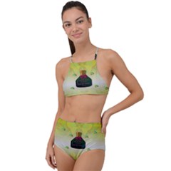 Birds And Sunshine With A Big Bottle Peace And Love High Waist Tankini Set by pepitasart