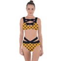 Polka Dots Black On Honey Orange Bandaged Up Bikini Set  View1