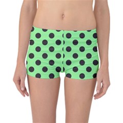 Polka Dots Black On Mint Green Reversible Boyleg Bikini Bottoms by FashionBoulevard
