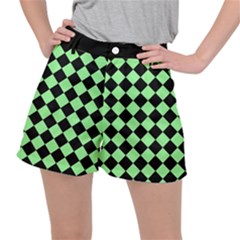 Block Fiesta Black And Mint Green Ripstop Shorts by FashionBoulevard