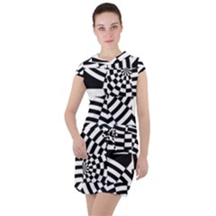 Black And White Crazy Pattern Drawstring Hooded Dress by Sobalvarro