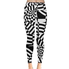 Black And White Crazy Pattern Inside Out Leggings by Sobalvarro