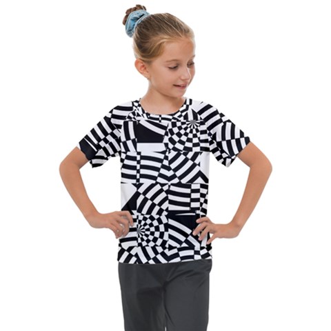 Black And White Crazy Pattern Kids  Mesh Piece Tee by Sobalvarro