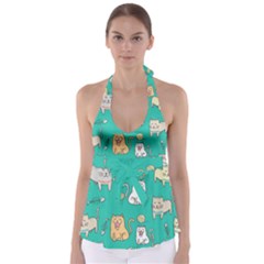 Seamless Pattern Cute Cat Cartoon With Hand Drawn Style Babydoll Tankini Top by Vaneshart
