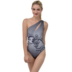 Decorative Clef, Zentangle Design To One Side Swimsuit by FantasyWorld7