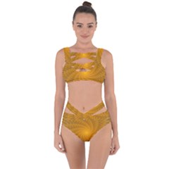 Fractal Abstract Background Pattern Gold Golden Yellow Bandaged Up Bikini Set  by Wegoenart