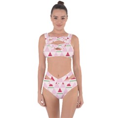 Seamless Pattern Watermelon Slices Geometric Style Bandaged Up Bikini Set  by Nexatart