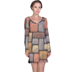 Colorful Brick Wall Texture Long Sleeve Nightdress by Nexatart