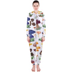 Mushroom Seamless Pattern Hooded Jumpsuit (ladies)  by Nexatart