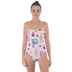 Seamless Bakery Vector Pattern Tie Back One Piece Swimsuit by Nexatart