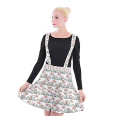 Photo Illustration Floral Motif Striped Design Suspender Skater Skirt by dflcprintsclothing