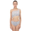 Photo Illustration Floral Motif Striped Design Spliced Up Two Piece Swimsuit View1