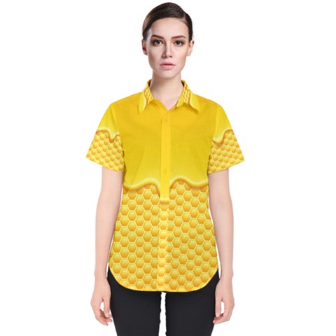Sweet Honey Drips With Honeycomb Women s Short Sleeve Shirt by Vaneshart