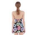 Colorful Donut Seamless Pattern On Black Vector Halter Dress Swimsuit  View2