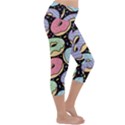 Colorful Donut Seamless Pattern On Black Vector Lightweight Velour Capri Yoga Leggings View3