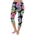 Colorful Donut Seamless Pattern On Black Vector Lightweight Velour Capri Yoga Leggings View4