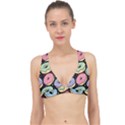 Colorful Donut Seamless Pattern On Black Vector Classic Banded Bikini Top View1