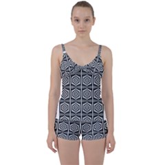Optical Illusion Tie Front Two Piece Tankini by Sparkle