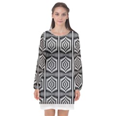 Optical Illusion Long Sleeve Chiffon Shift Dress  by Sparkle