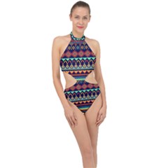 Pattern Tribal Style Halter Side Cut Swimsuit by Wegoenart