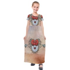 Wonderful Elegant Heart Kids  Short Sleeve Maxi Dress by FantasyWorld7