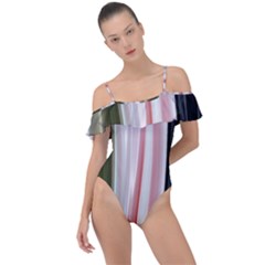 Satin Strips Frill Detail One Piece Swimsuit by Sparkle