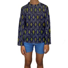 Color Abstract Cartoon Kids  Long Sleeve Swimwear by Sparkle