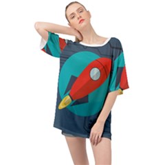 Rocket With Science Related Icons Image Oversized Chiffon Top by Vaneshart
