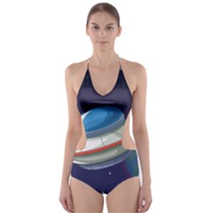 Ufo Alien Spaceship Galaxy Cut-out One Piece Swimsuit by Vaneshart