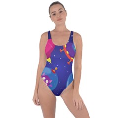 Cartoon Funny Aliens With Ufo Duck Starry Sky Set Bring Sexy Back Swimsuit by Vaneshart