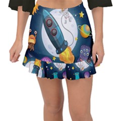 Spaceship Astronaut Space Fishtail Mini Chiffon Skirt by Vaneshart