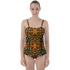 Yuppie And Hippie Art With Some Bohemian Style In Twist Front Tankini Set by pepitasart