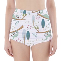 Pattern Sloth Woodland High-waisted Bikini Bottoms by Vaneshart