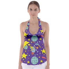 Card With Lovely Planets Babydoll Tankini Top by Vaneshart
