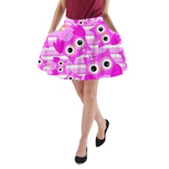 Pink Owl Pattern Background A-line Pocket Skirt by Vaneshart