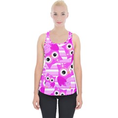 Pink Owl Pattern Background Piece Up Tank Top by Vaneshart