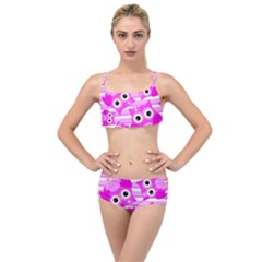 Pink Owl Pattern Background Layered Top Bikini Set by Vaneshart