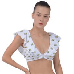 Ant Sketchy Comic Style Motif Pattern Plunge Frill Sleeve Bikini Top by dflcprintsclothing