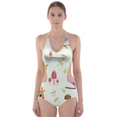 Forest Seamless Pattern With Cute Owls Cut-out One Piece Swimsuit by Vaneshart