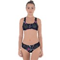 Embroidery Trend Floral Pattern Small Branches Herb Rose Criss Cross Bikini Set View1