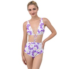 Purple Owl Pattern Background Tied Up Two Piece Swimsuit