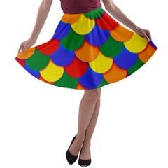 Gay Pride Scalloped Scale Pattern A-line Skater Skirt by VernenInk