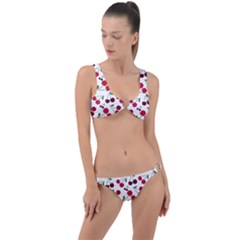 Cute Cherry Pattern Ring Detail Crop Bikini Set by TastefulDesigns
