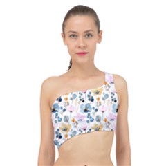 Watercolor Floral Seamless Pattern Spliced Up Bikini Top 