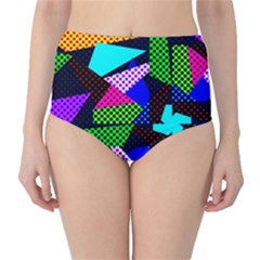 Trippy Blocks, Dotted Geometric Pattern Classic High-waist Bikini Bottoms by Casemiro