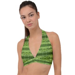 Watermelon Pattern, Fruit Skin In Green Colors Halter Plunge Bikini Top by Casemiro
