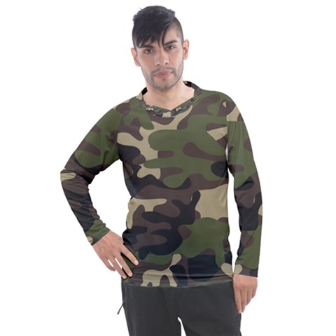 Texture Military Camouflage-repeats Seamless Army Green Hunting Men s Pique Long Sleeve Tee by Vaneshart