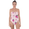 Seamless-strawberry-fruit-pattern-background Tie Back One Piece Swimsuit View1